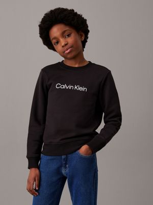 ck black kids' logo sweatshirt for kids gender inclusive calvin klein jeans