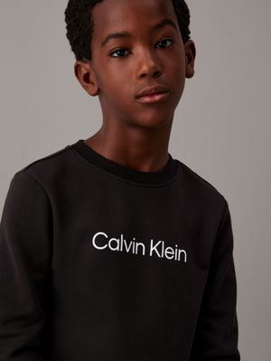 ck black kids' logo sweatshirt for kids gender inclusive calvin klein jeans