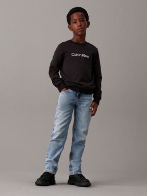 ck black kids' logo sweatshirt for kids gender inclusive calvin klein jeans