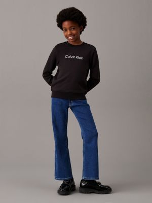 ck black kids' logo sweatshirt for kids gender inclusive calvin klein jeans