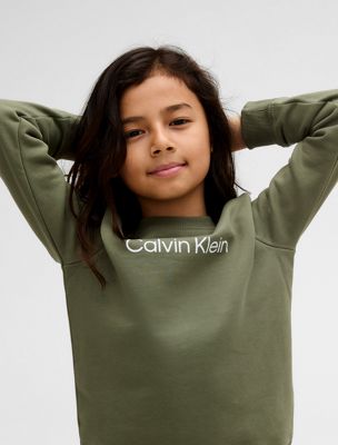 sweat avec logo pour enfant dusty olive pour enfants genre inclusif calvin klein jeans