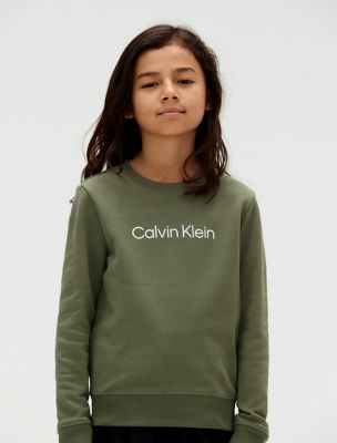 sweat avec logo pour enfant dusty olive pour enfants genre inclusif calvin klein jeans