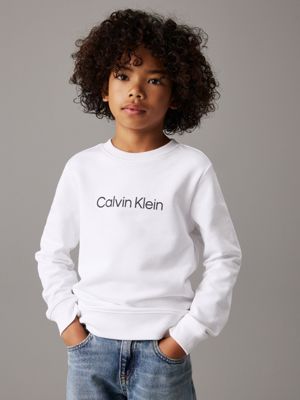 bright white kids' logo sweatshirt for kids gender inclusive calvin klein jeans