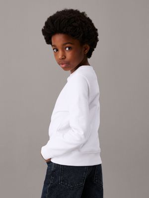 sweat avec logo pour enfant bright white pour enfants genre inclusif calvin klein jeans