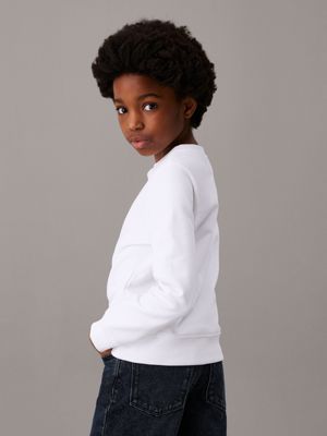 bright white kids' logo sweatshirt for kids gender inclusive calvin klein jeans