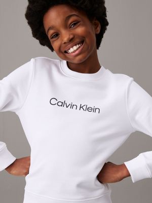 bright white kids' logo sweatshirt for kids gender inclusive calvin klein jeans