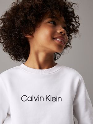 bright white kids' logo sweatshirt for kids gender inclusive calvin klein jeans