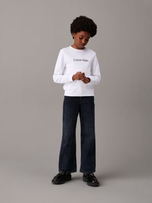 bright white kids' logo sweatshirt for kids gender inclusive calvin klein jeans