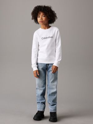 bright white kids' logo sweatshirt for kids gender inclusive calvin klein jeans