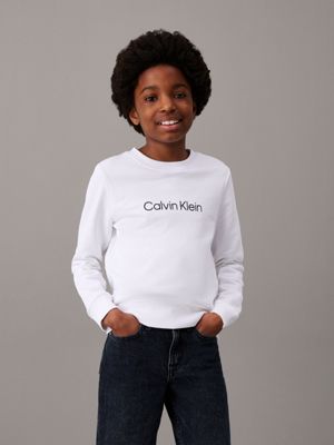 white kids' logo sweatshirt for kids gender inclusive calvin klein jeans