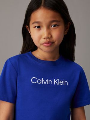 ultra blue kids' logo t-shirt for kids gender inclusive calvin klein jeans