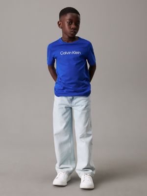 ultra blue kids' logo t-shirt for kids gender inclusive calvin klein jeans