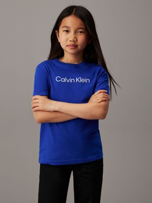 bright blue kids' logo t-shirt for kids gender inclusive calvin klein jeans