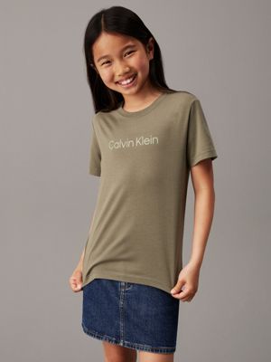 green dziecięcy t-shirt z logo dla dla dzieci i dla każdej płci - calvin klein jeans