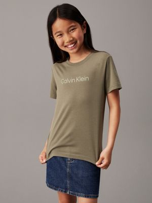 dusty olive kids' logo t-shirt for kids gender inclusive calvin klein jeans