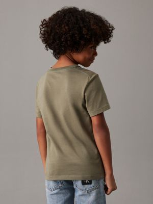 dusty olive dziecięcy t-shirt z logo dla dla dzieci i dla każdej płci - calvin klein jeans