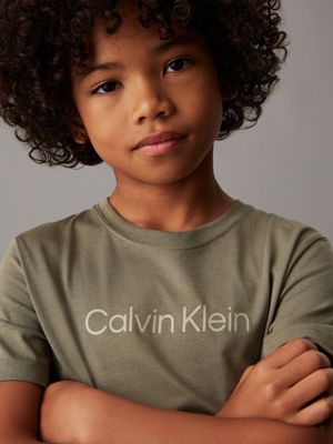 dusty olive dziecięcy t-shirt z logo dla dla dzieci i dla każdej płci - calvin klein jeans