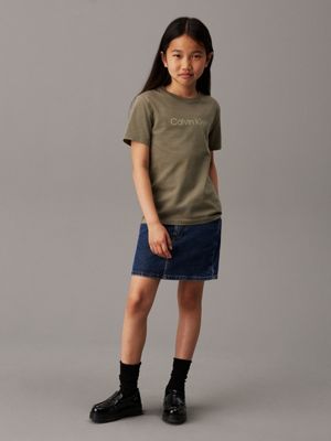 dusty olive dziecięcy t-shirt z logo dla dla dzieci i dla każdej płci - calvin klein jeans