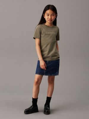 dusty olive kids' logo t-shirt for kids gender inclusive calvin klein jeans