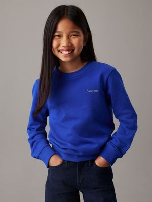 ultra blue kids' logo sweatshirt for kids gender inclusive calvin klein jeans