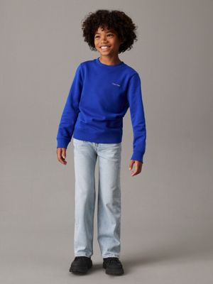 ultra blue kids' logo sweatshirt for kids gender inclusive calvin klein jeans