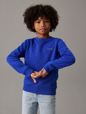 bright blue kids' logo sweatshirt for kids gender inclusive calvin klein jeans