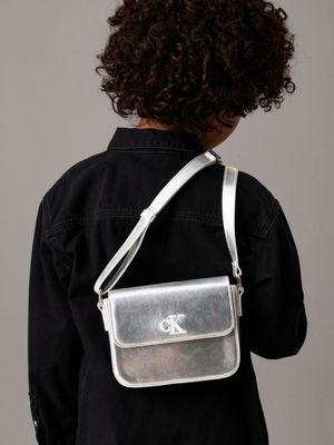 silver kids' logo crossover bag for kids gender inclusive calvin klein jeans