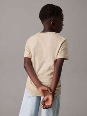 classic beige / neptune waves kids' 2 pack logo t-shirts for kids gender inclusive calvin klein jeans