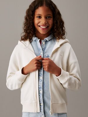 tofu kids' relaxed zip up hoodie for kids gender inclusive calvin klein jeans