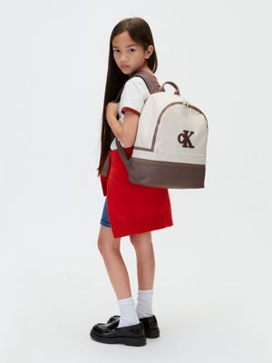beige klassischer logo-rucksack für kinder für gender-inclusive kinder - calvin klein jeans