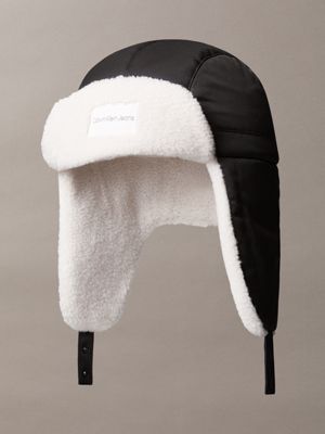 black trapper-cap mit teddyfleece-futter für kinder für gender-inclusive kinder - 