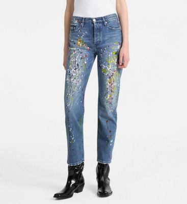 calvin klein paint splatter jeans