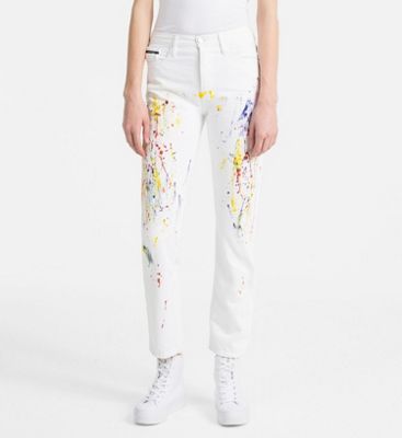 calvin klein paint splatter jeans