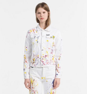 calvin klein paint splatter denim jacket