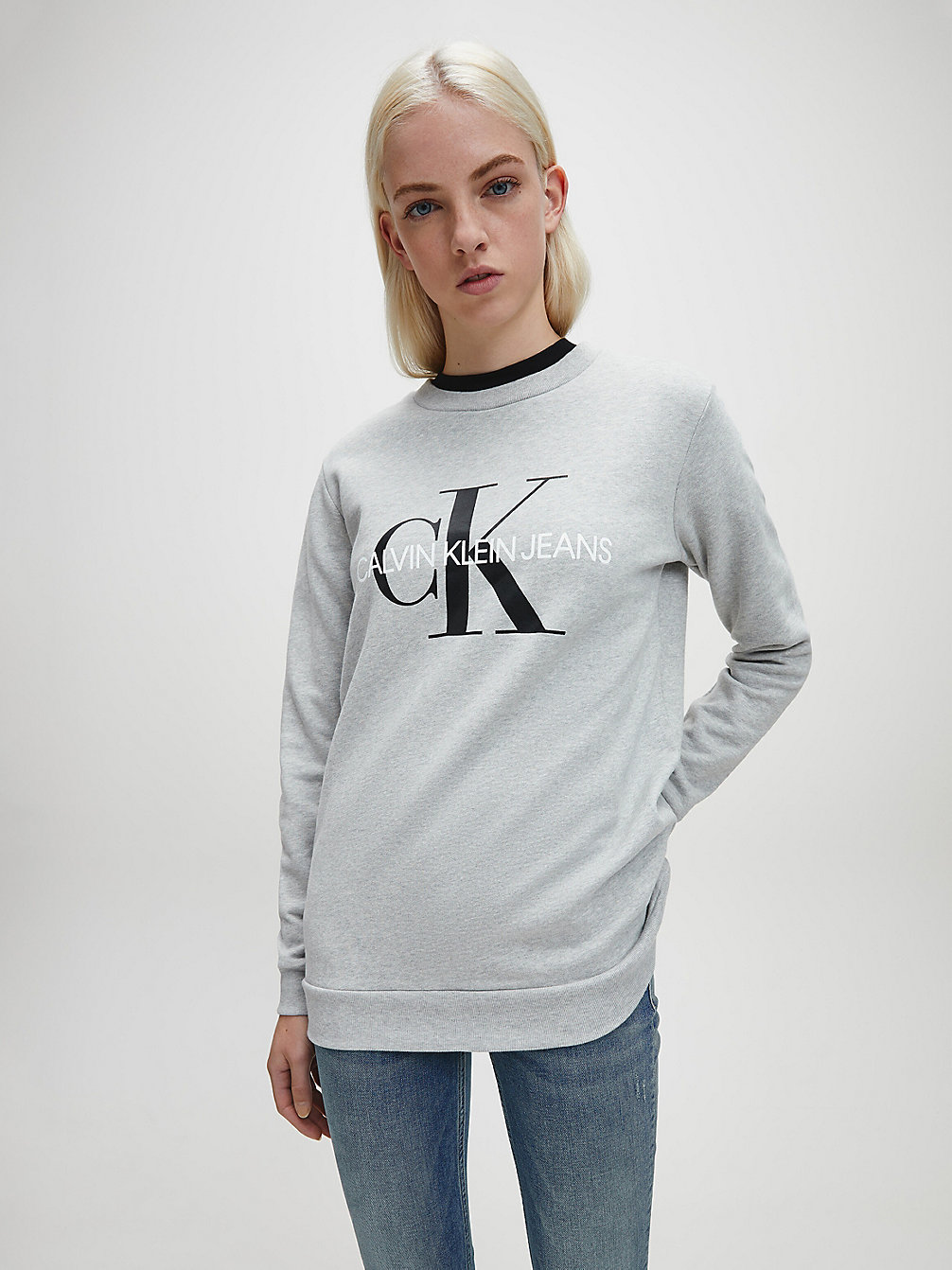 LIGHT GREY HEATHER Sweatshirt Met Logo undefined dames Calvin Klein
