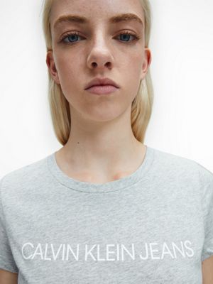 LIGHT GREY HEATHER T-shirt slim avec logo for femmes CALVIN KLEIN JEANS