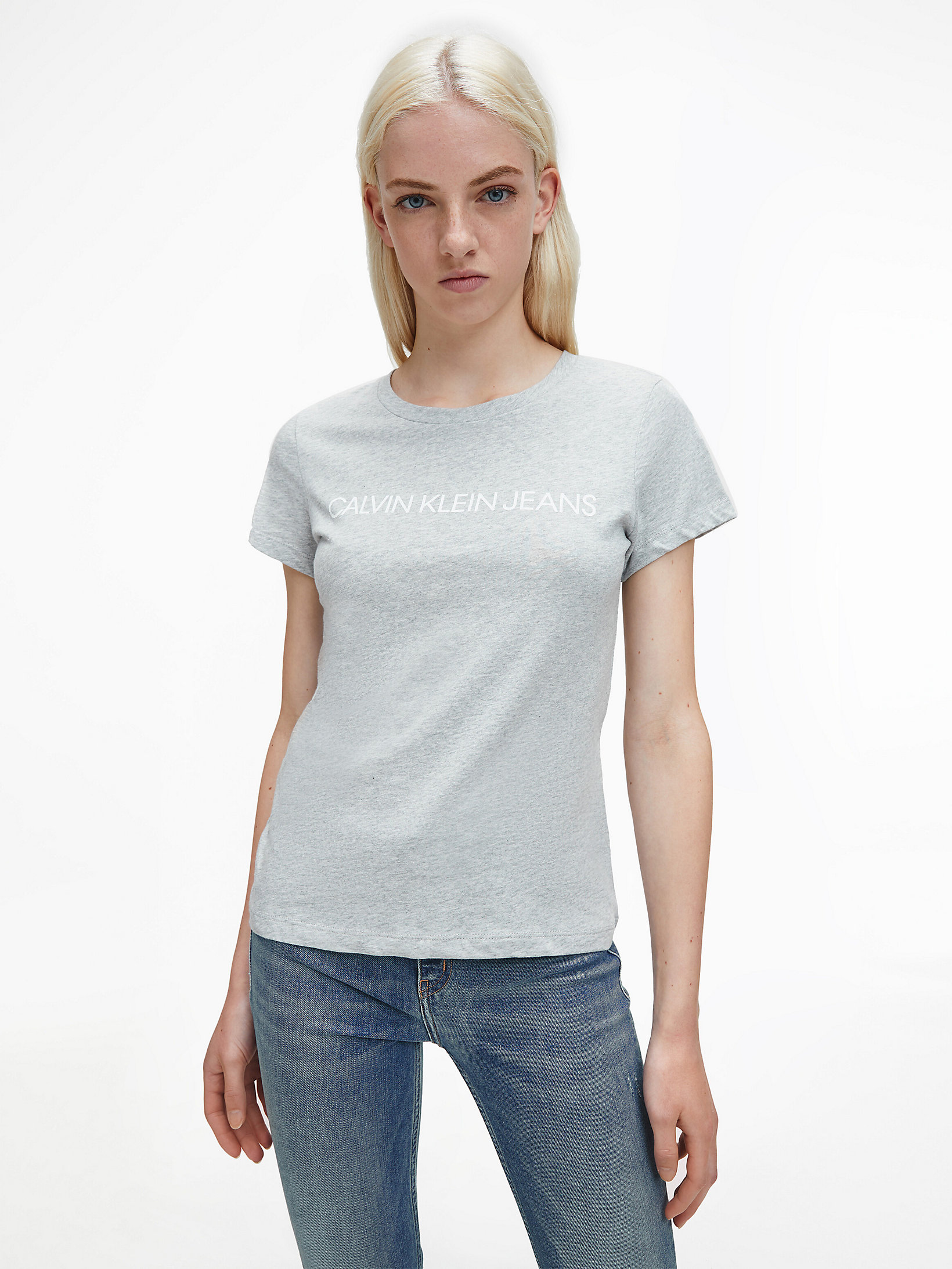 Light Grey Heather > Schmales Logo-T-Shirt > undefined Damen - Calvin Klein