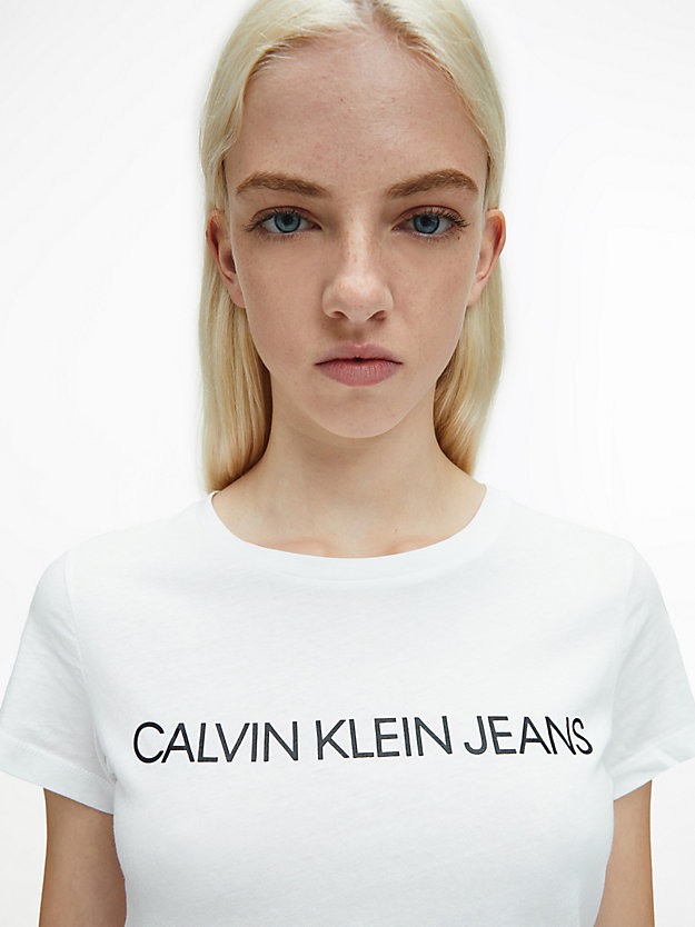 BRIGHT WHITE Camiseta slim con logo de mujer CALVIN KLEIN JEANS