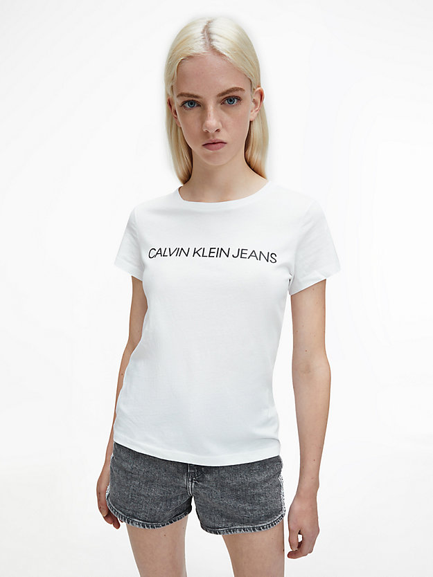 BRIGHT WHITE Slim Logo T-shirt for women CALVIN KLEIN JEANS