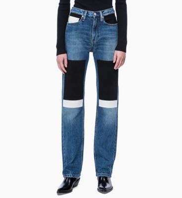 calvin klein high rise straight jeans