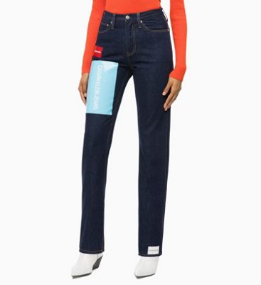 calvin klein high rise straight jeans