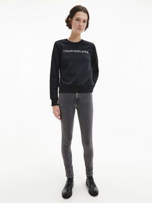 black logo sweatshirt for women calvin klein jeans
