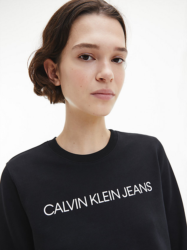 black logo-sweatshirt für damen - calvin klein jeans
