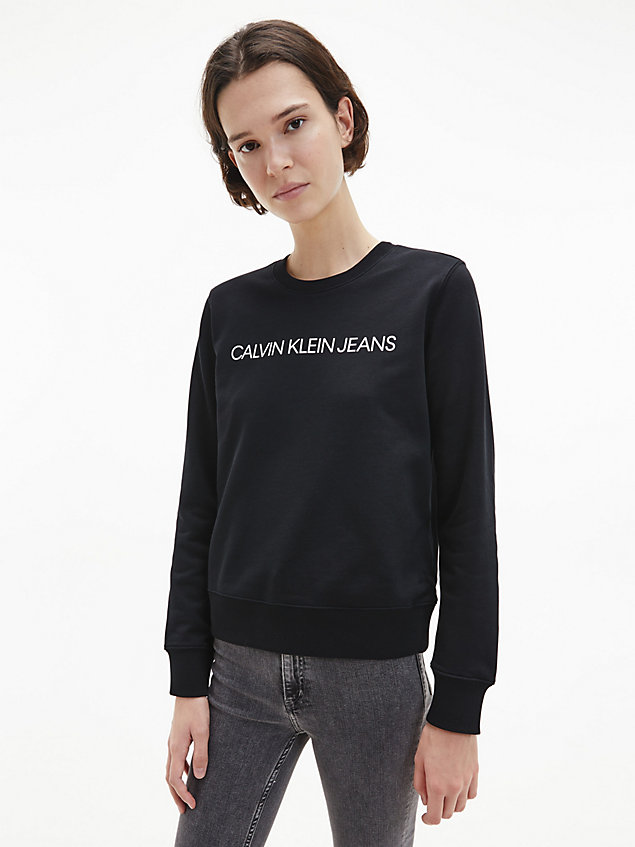 black sweatshirt met logo voor dames - calvin klein jeans