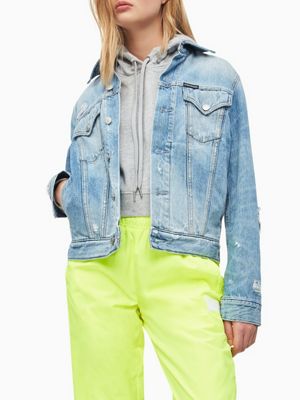 calvin klein distressed denim jacket