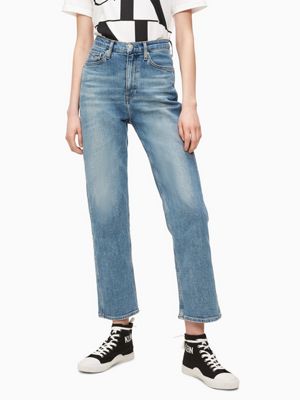 high waisted straight ankle jeans