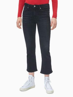 mid rise crop flare jeans