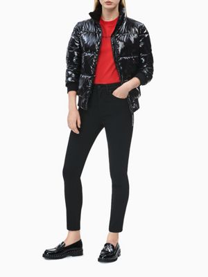 racing red recht t-shirt van biologisch katoen voor dames - calvin klein jeans