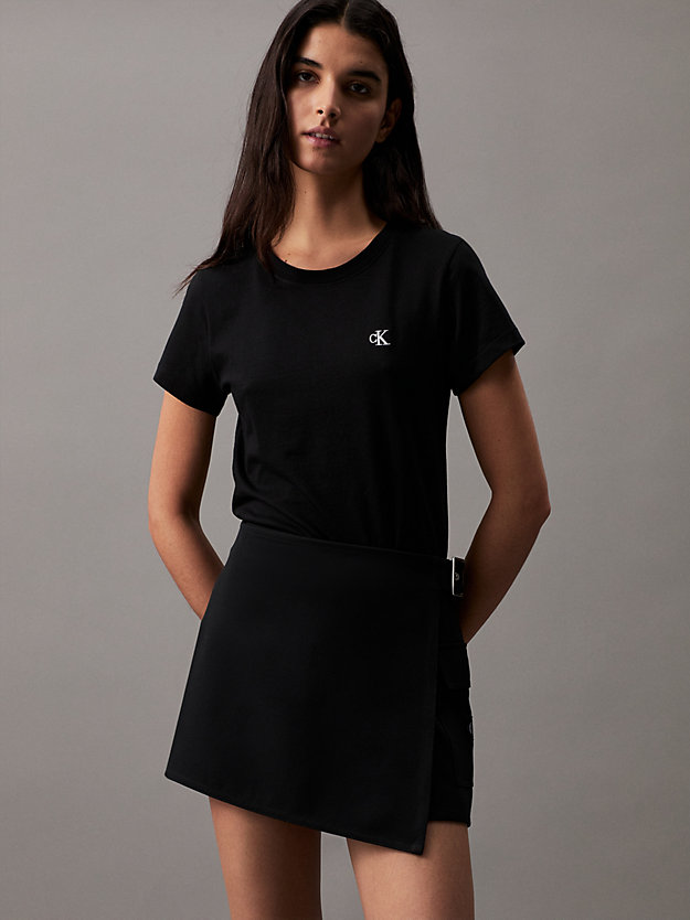 CK BLACK Slim T-Shirt aus Bio-Baumwolle für Damen CALVIN KLEIN JEANS