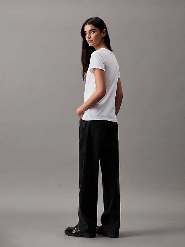 t-shirt slim en coton bio white pour femmes calvin klein jeans